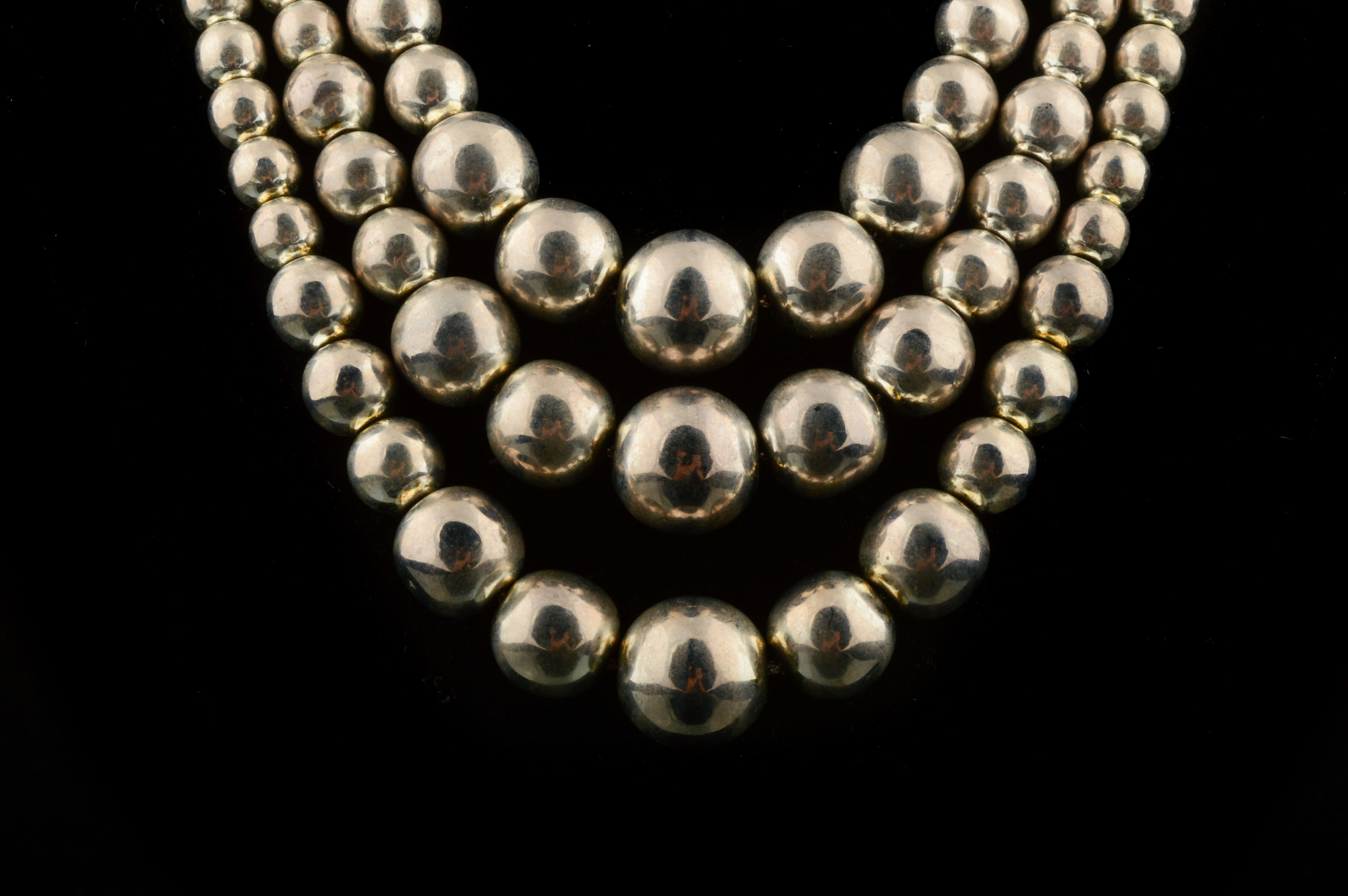 Vintage Sterling Silver Bead Necklace