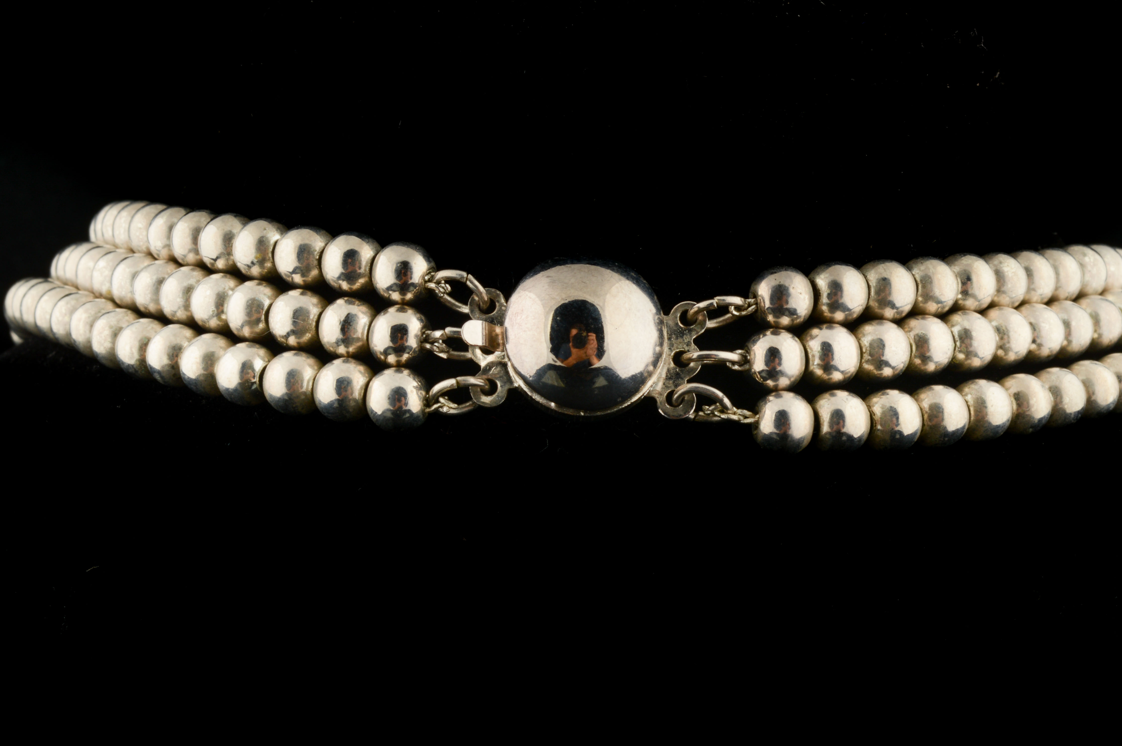 Vintage Sterling Silver Bead Necklace