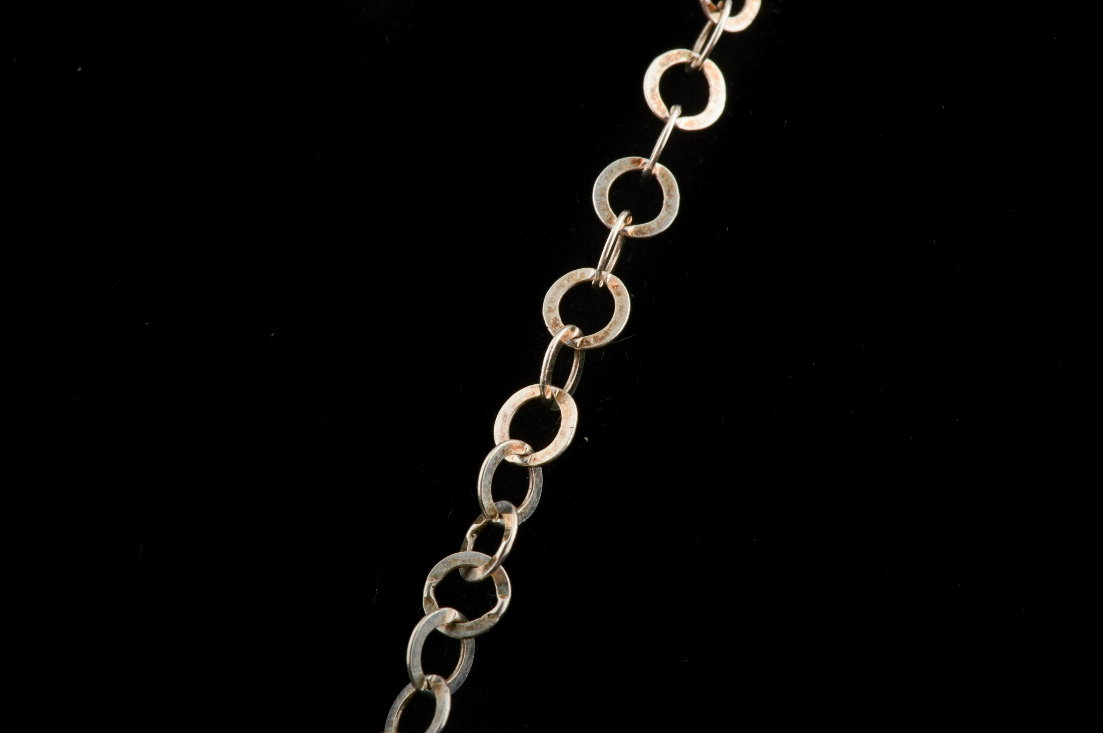 Sterling Pendant with Man Made Opal on Sterling Silver Rolo Chain