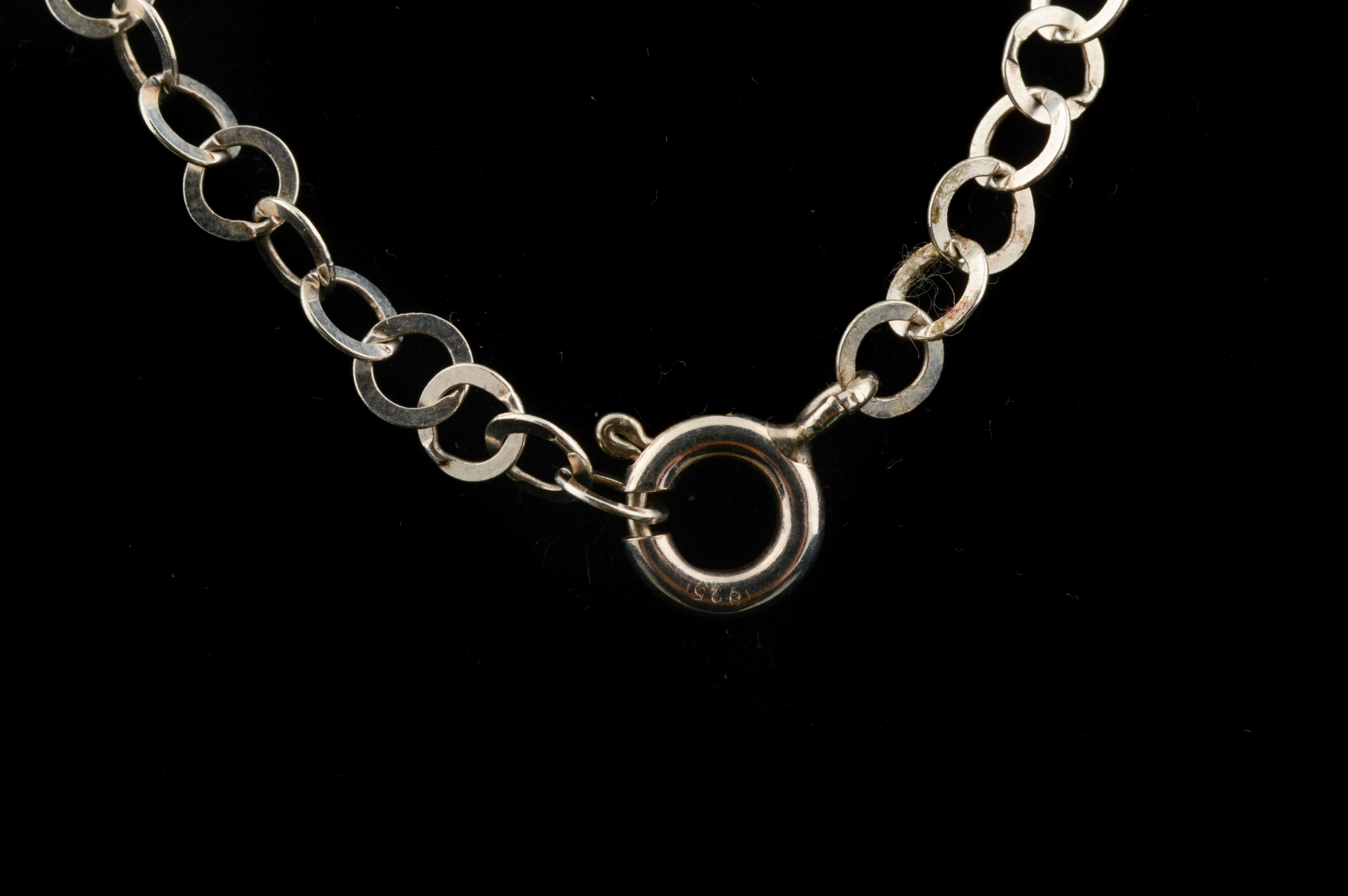 Sterling Pendant with Man Made Opal on Sterling Silver Rolo Chain