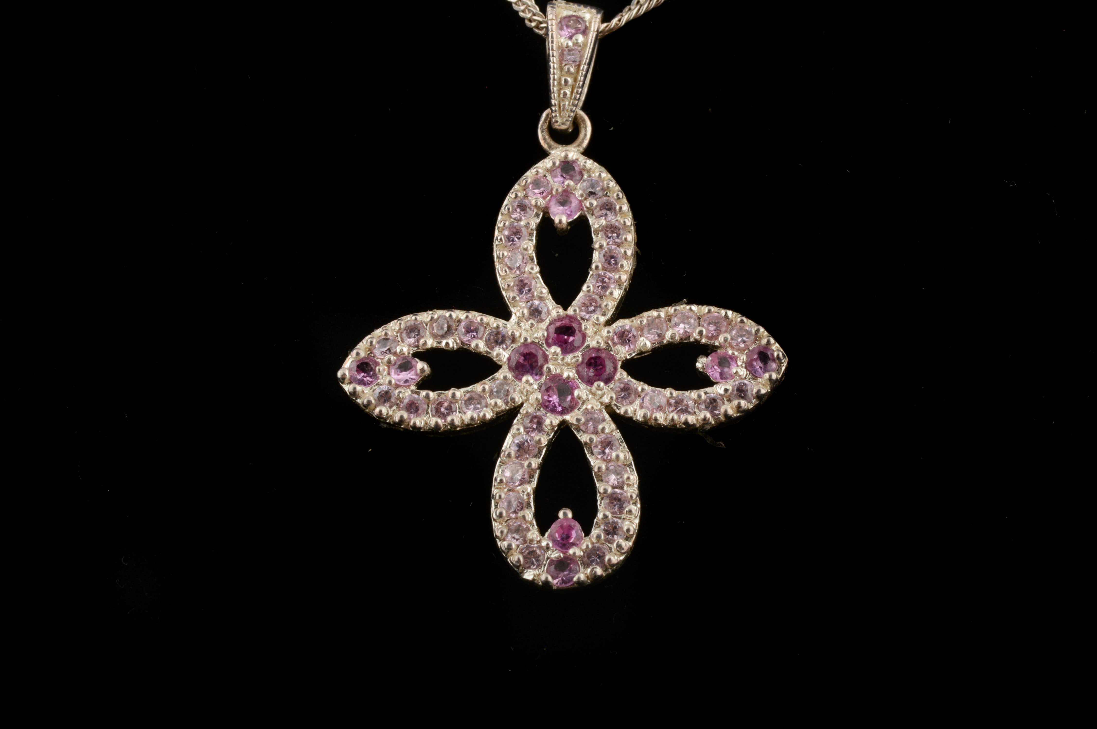Sterling Silver and Pink Cubic Zirconia Necklace