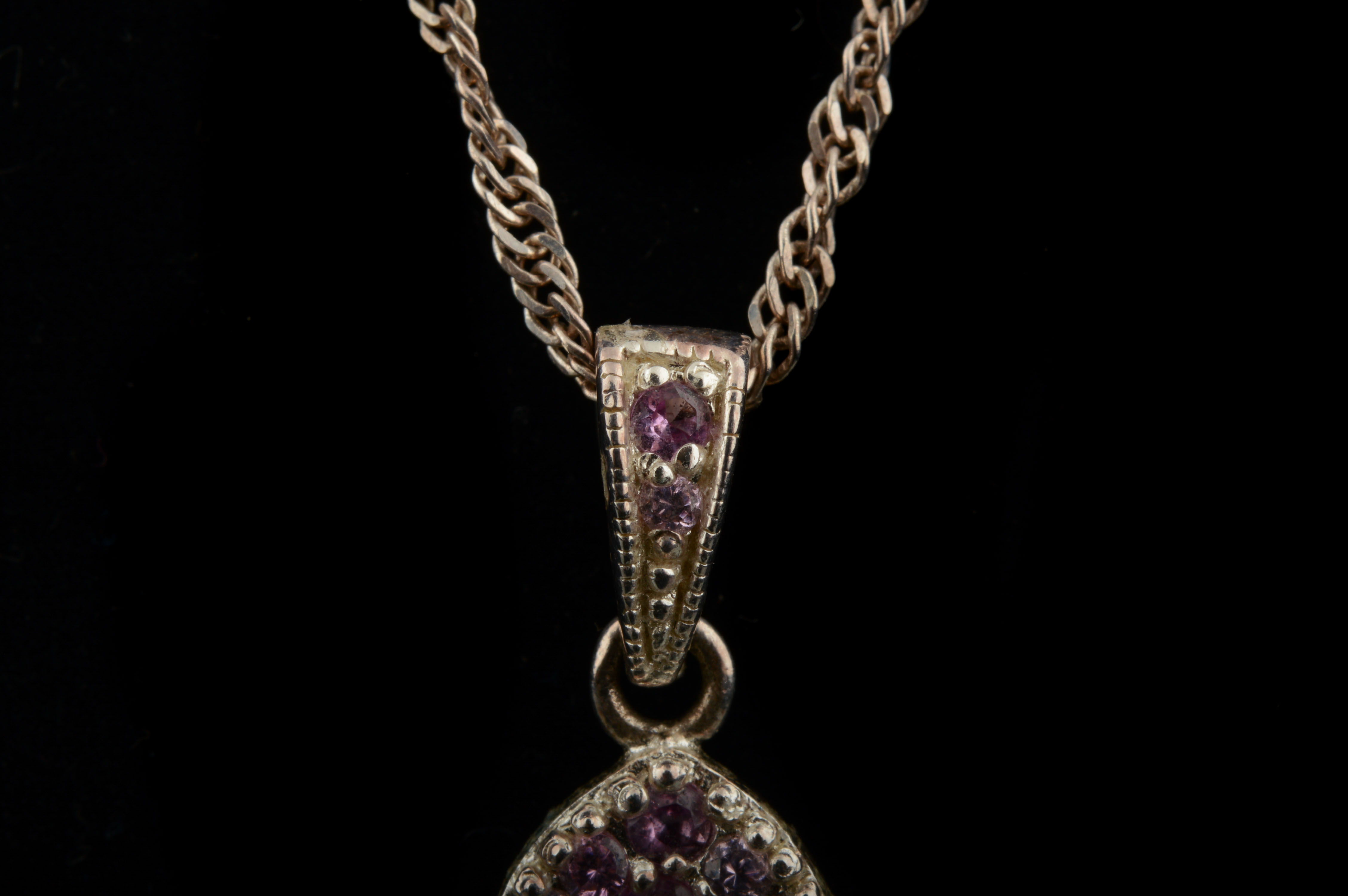 Sterling Silver and Pink Cubic Zirconia Necklace