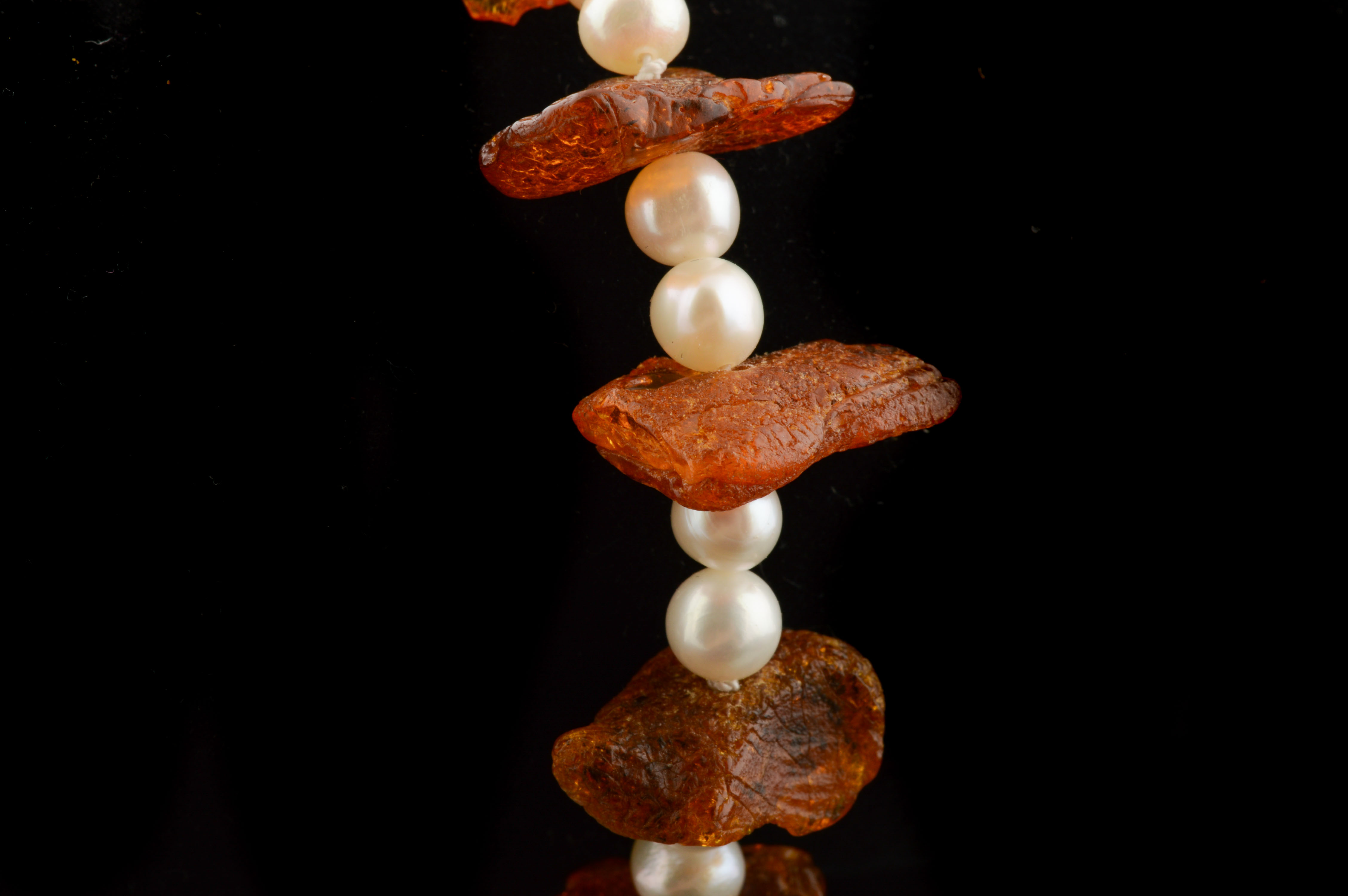 Freshwater Pearl Bracelets with Lapis and Amber Beads