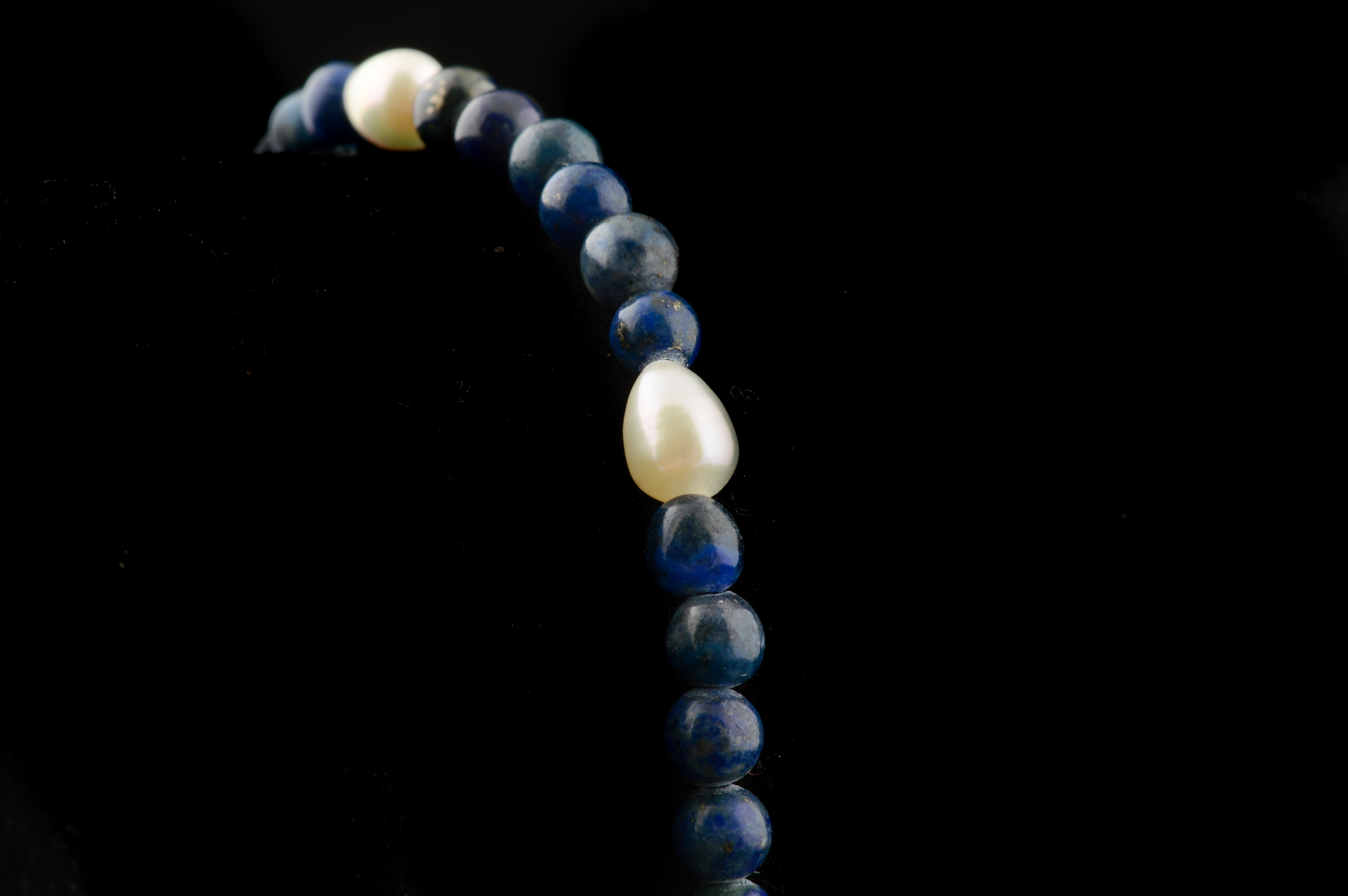 Freshwater Pearl Bracelets with Lapis and Amber Beads