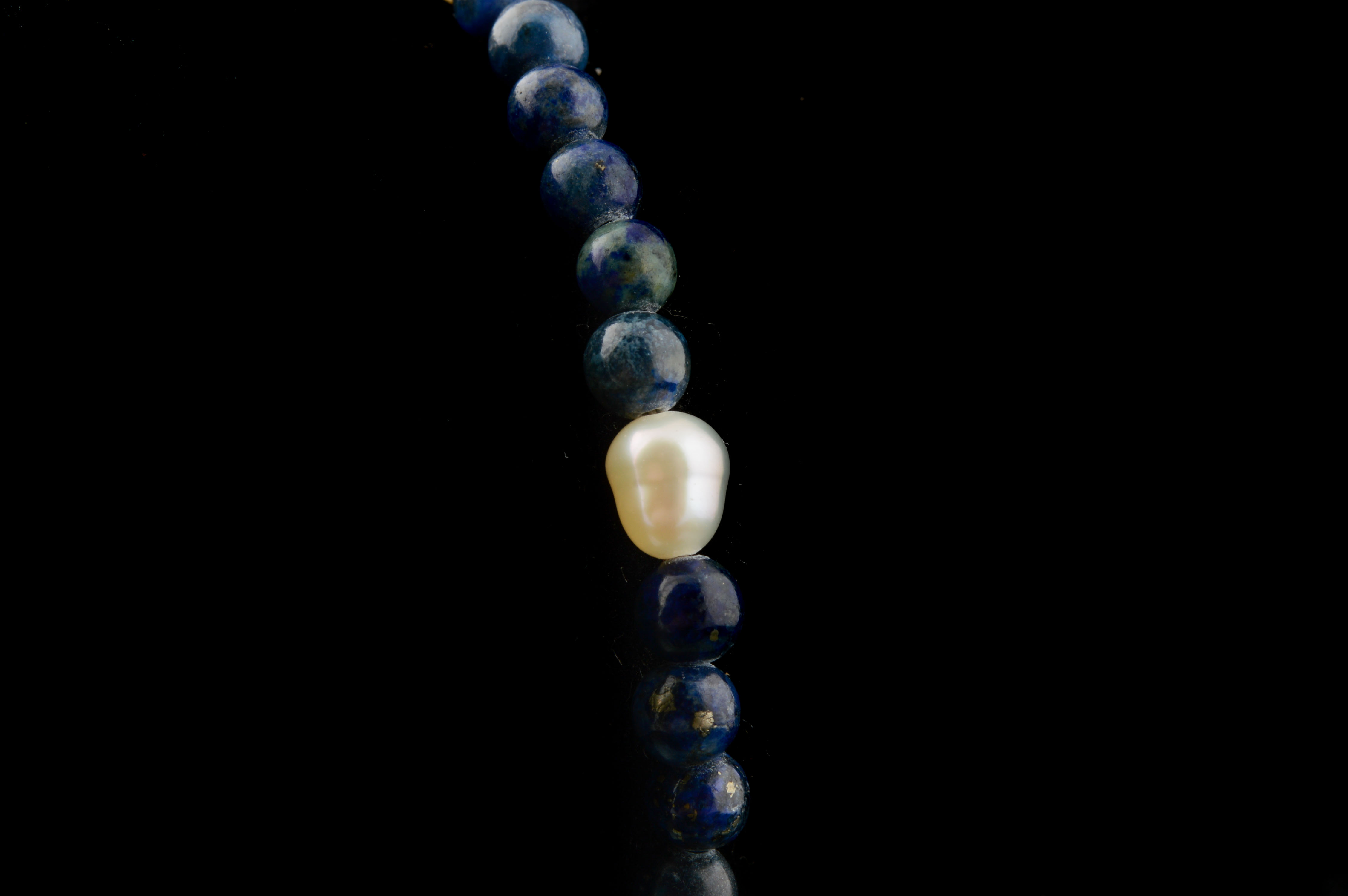 Freshwater Pearl Bracelets with Lapis and Amber Beads