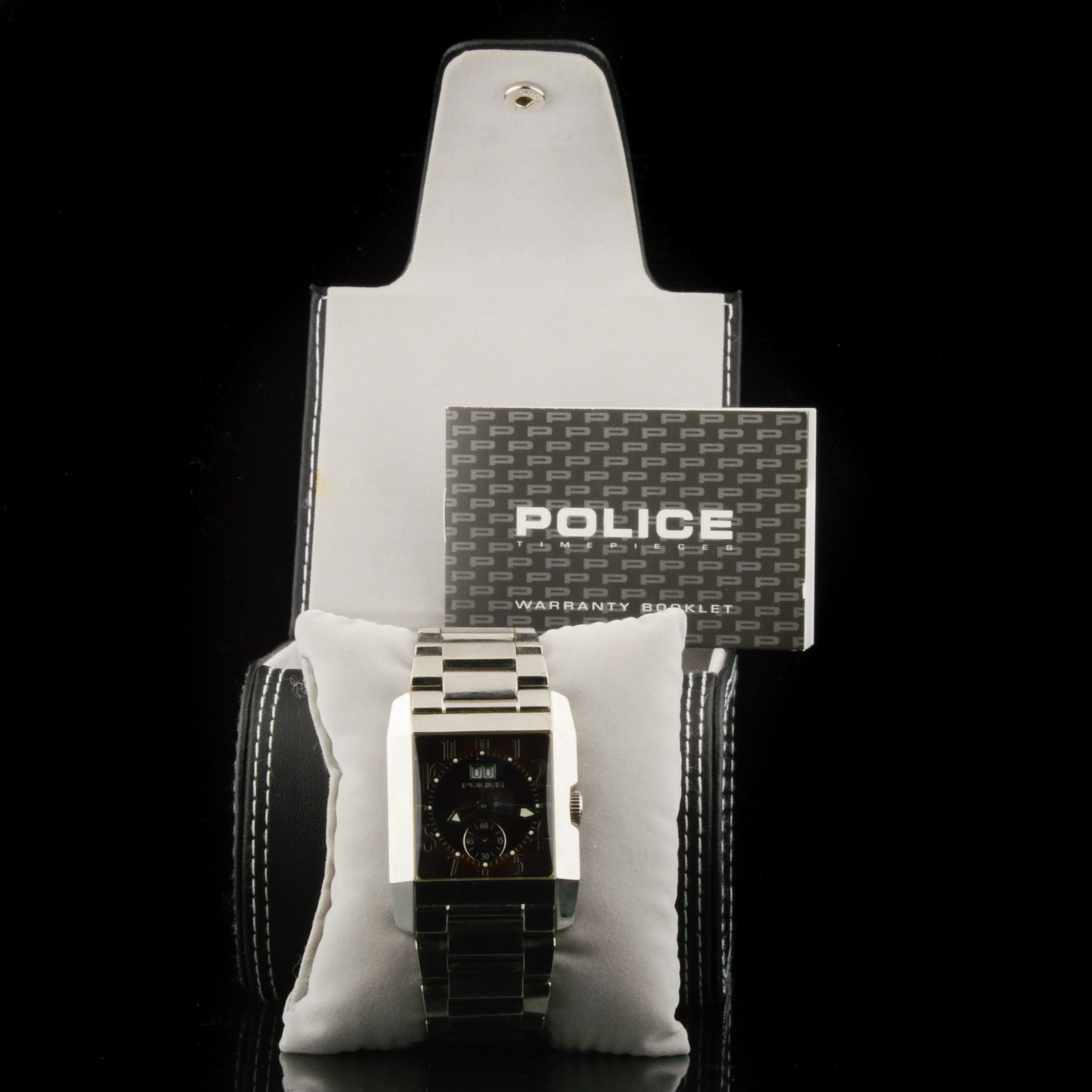 Police Timepieces Black Guilloche Dial Watch