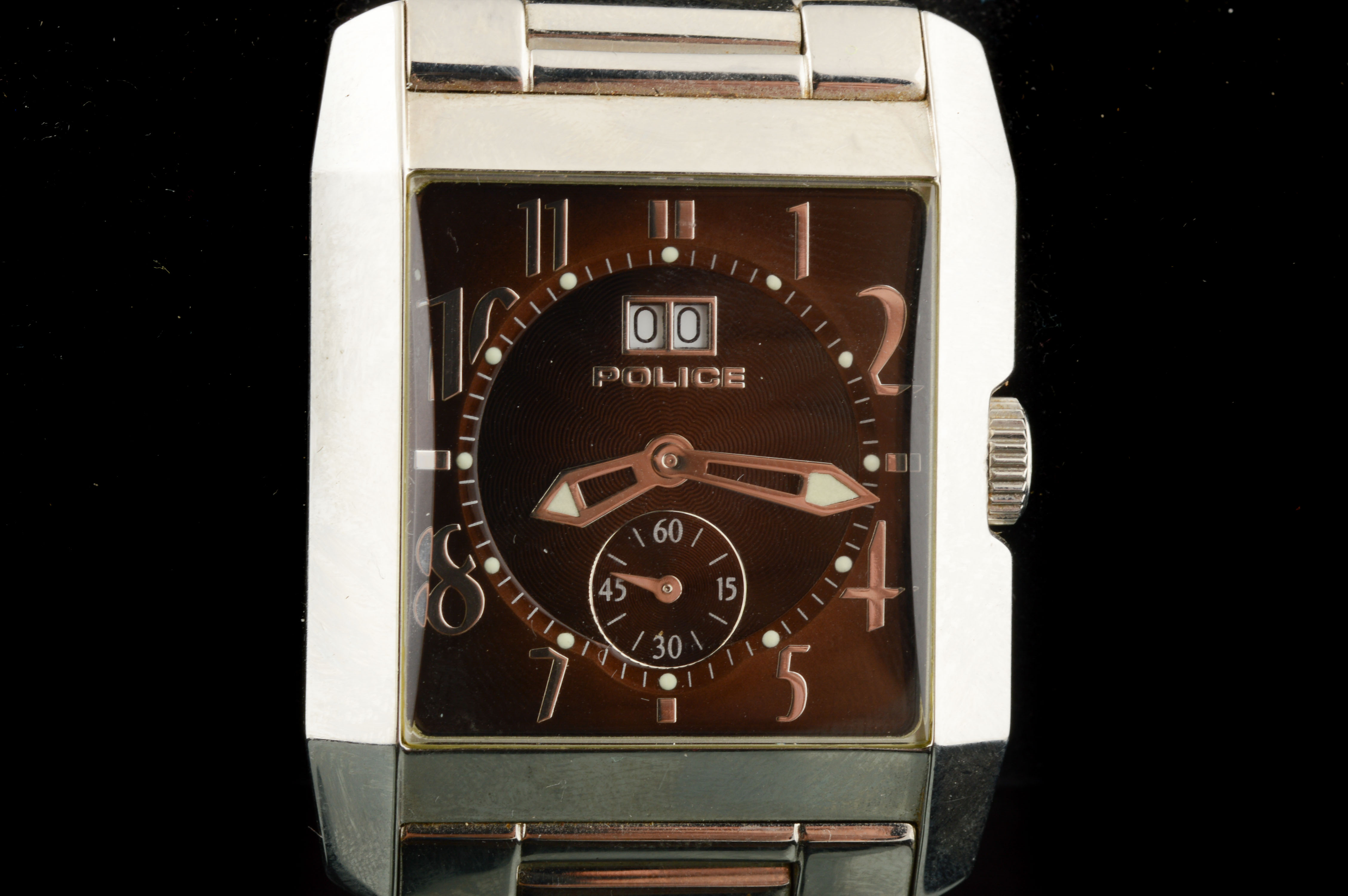 Police Timepieces Black Guilloche Dial Watch