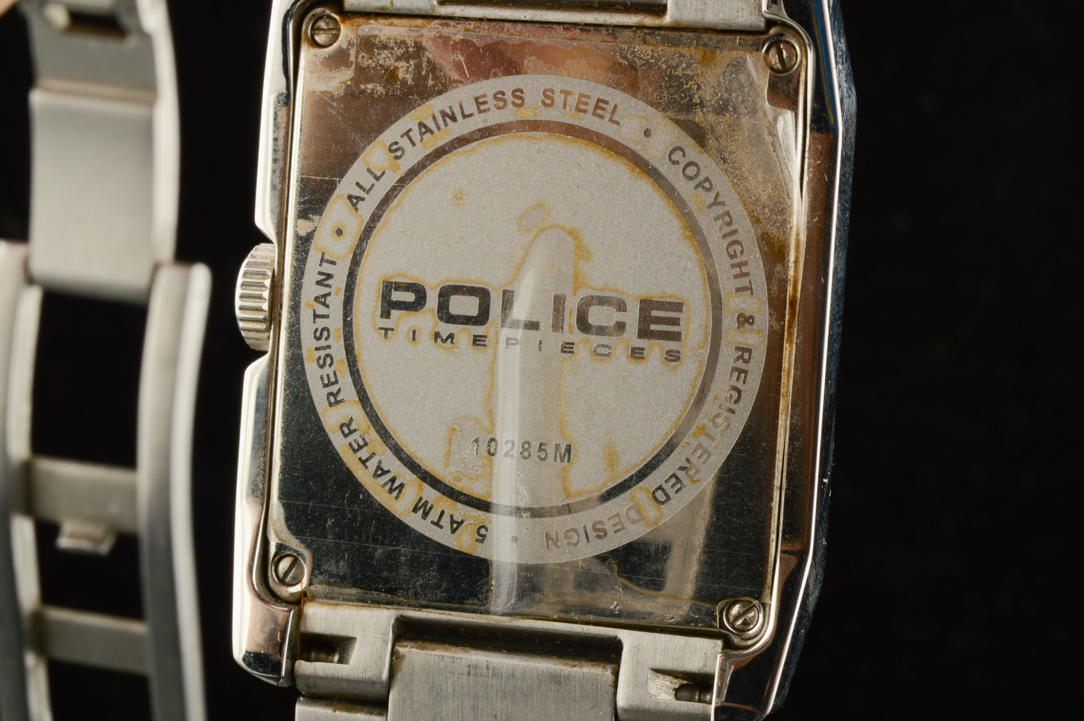 Police Timepieces Black Guilloche Dial Watch