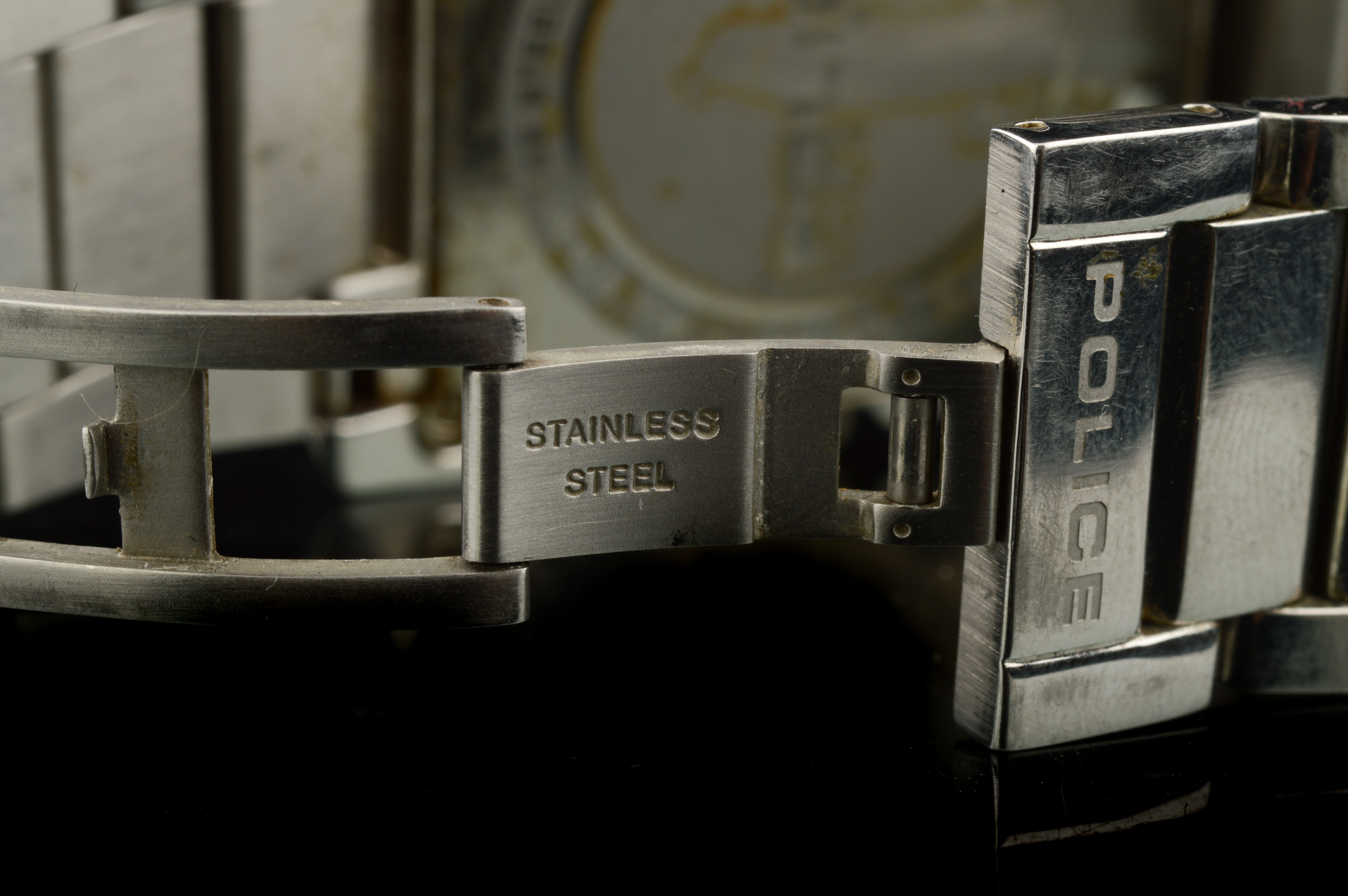 Police Timepieces Black Guilloche Dial Watch