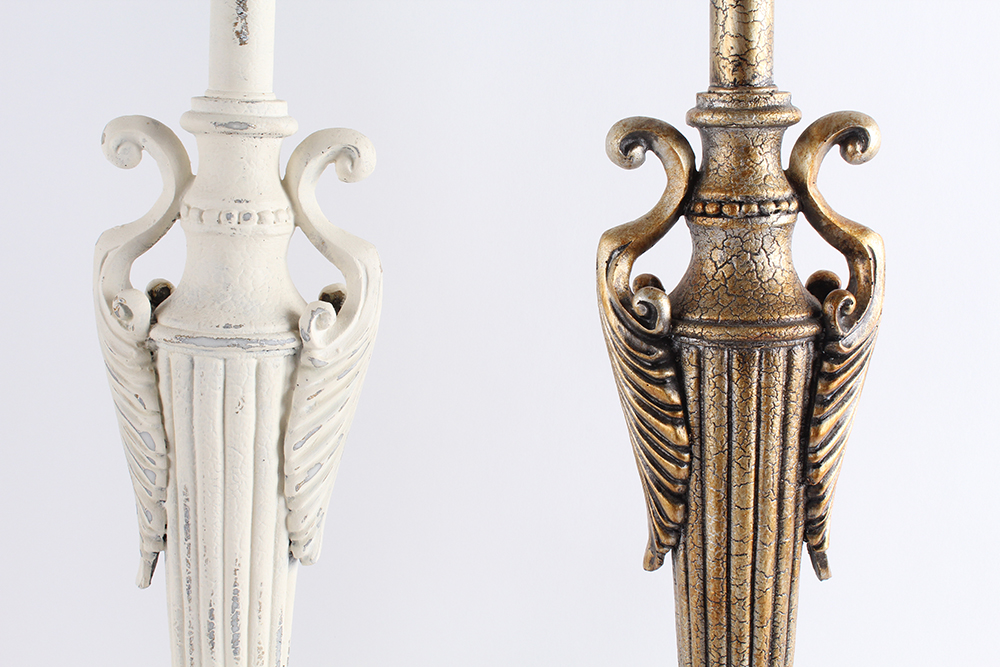 Pair of Ceramic Table Lamps with Antiqued Finish
