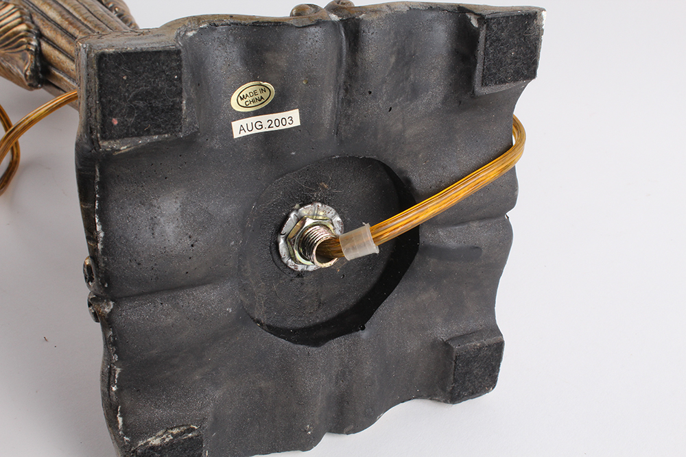 Pair of Ceramic Table Lamps with Antiqued Finish