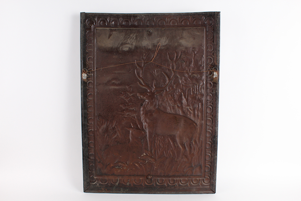 Vintage Cast Iron Fire Screen with Deer Motif