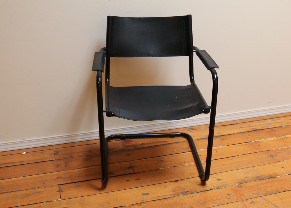 Tubular Steel and Leather Armchair