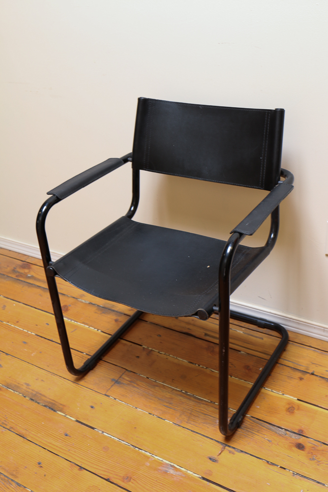 Tubular Steel and Leather Armchair