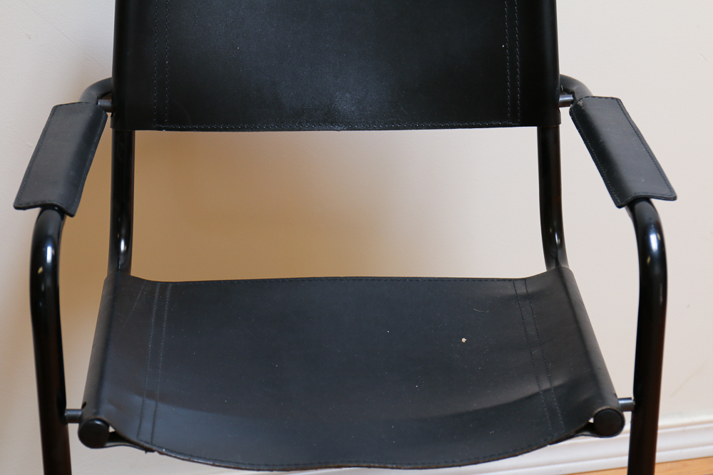 Tubular Steel and Leather Armchair