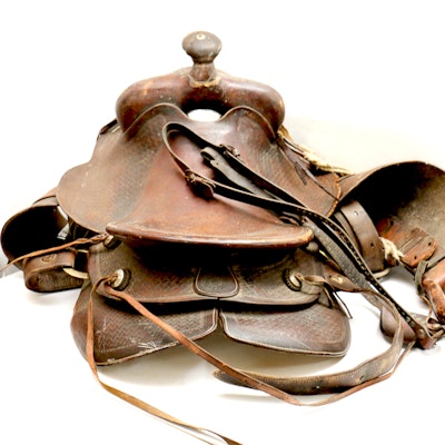 Vintage Roping Saddle from Powder River - Denver Dry Goods Vintage Roping Saddle from Powder River - Denver Dry Goods