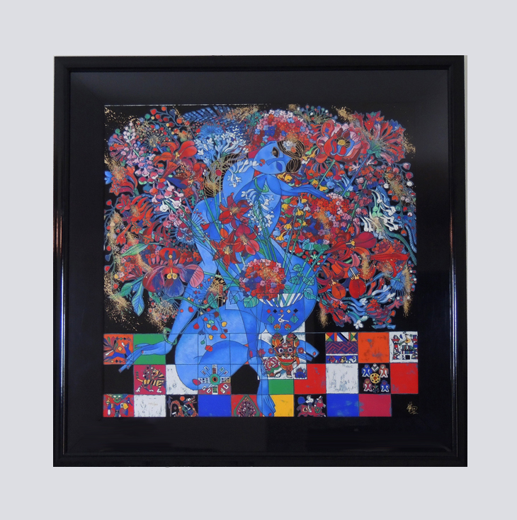 Signed Jiang Tie-Feng Serigraph Titled "Large Bouquet" With COA