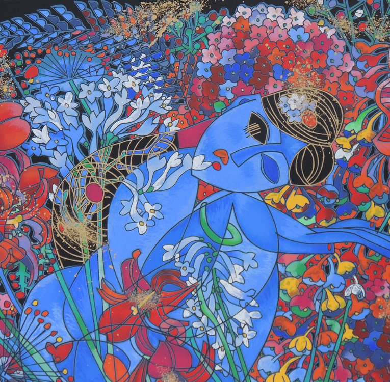 Signed Jiang Tie-Feng Serigraph Titled "Large Bouquet" With COA