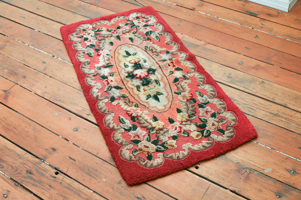 Pair of Hooked Floral Accent Rugs