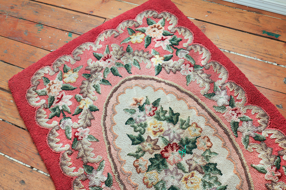 Pair of Hooked Floral Accent Rugs
