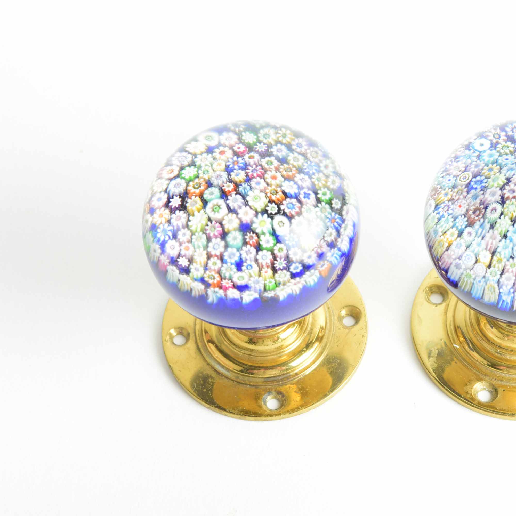 Pair of Perthshire Millefiori Paperweight Doorknobs, Circa 1970