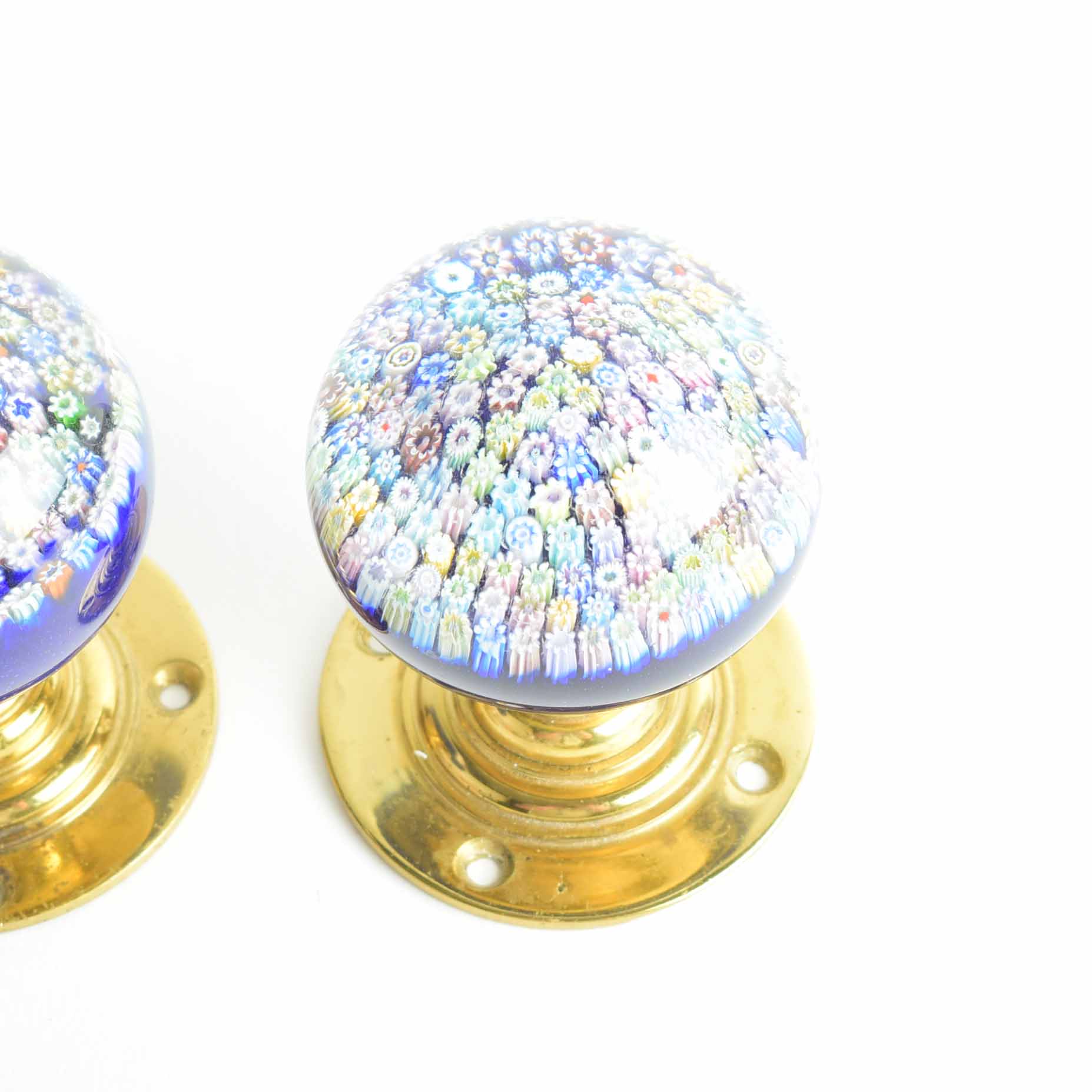Pair of Perthshire Millefiori Paperweight Doorknobs, Circa 1970