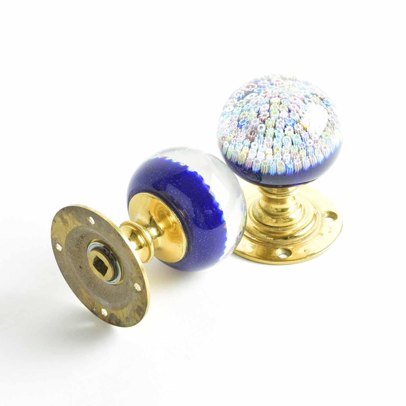Pair of Perthshire Millefiori Paperweight Doorknobs, Circa 1970