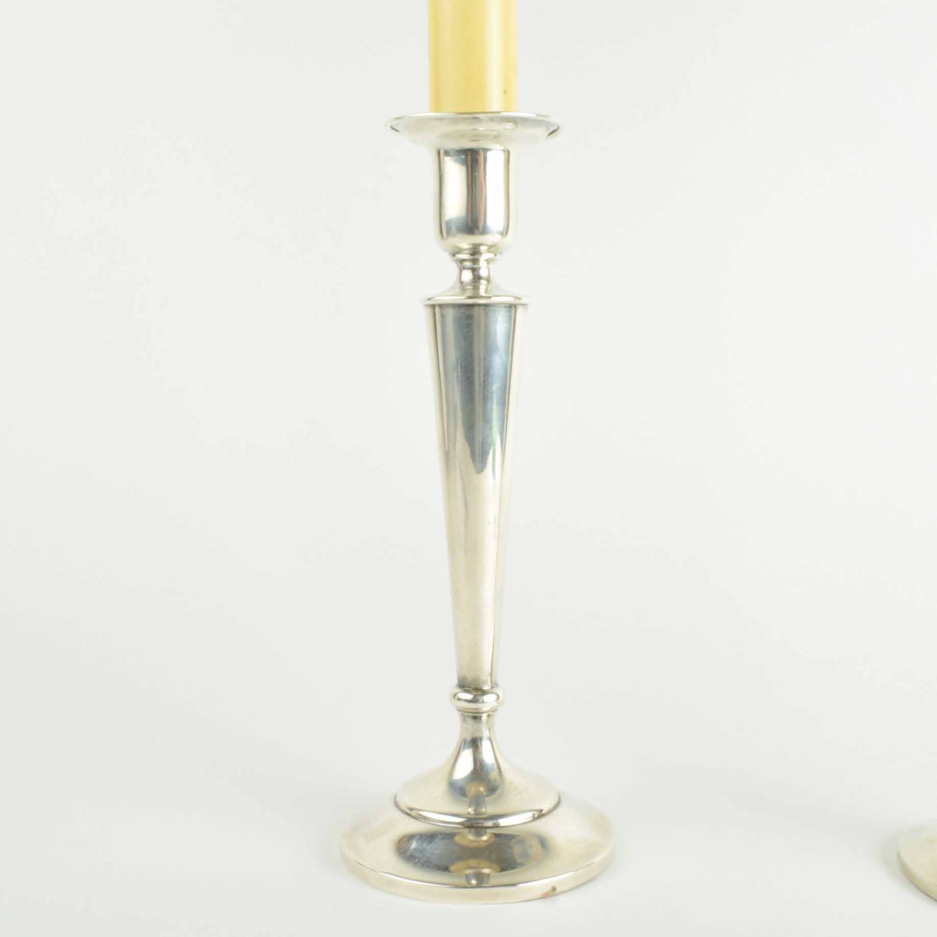 Pair of Shreve And Company Sterling Silver Candlesticks with Reticulated Sterling Shades