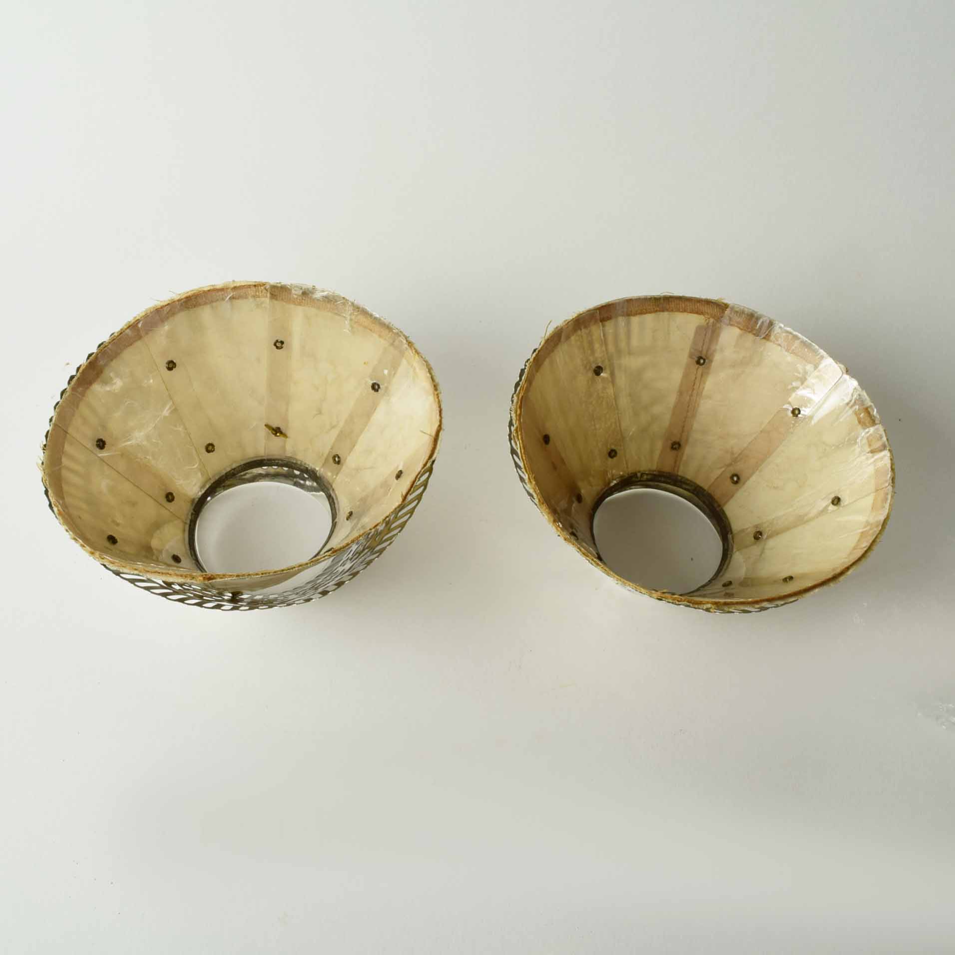 Pair of Shreve And Company Sterling Silver Candlesticks with Reticulated Sterling Shades