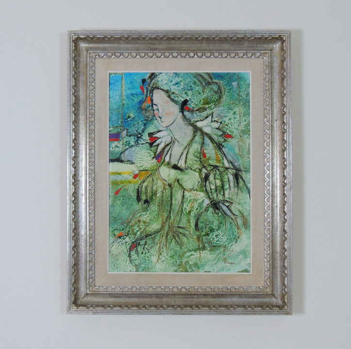 Signed Lazzaro Donati Oil Painting Titled "La Dama Dalla Colonna"