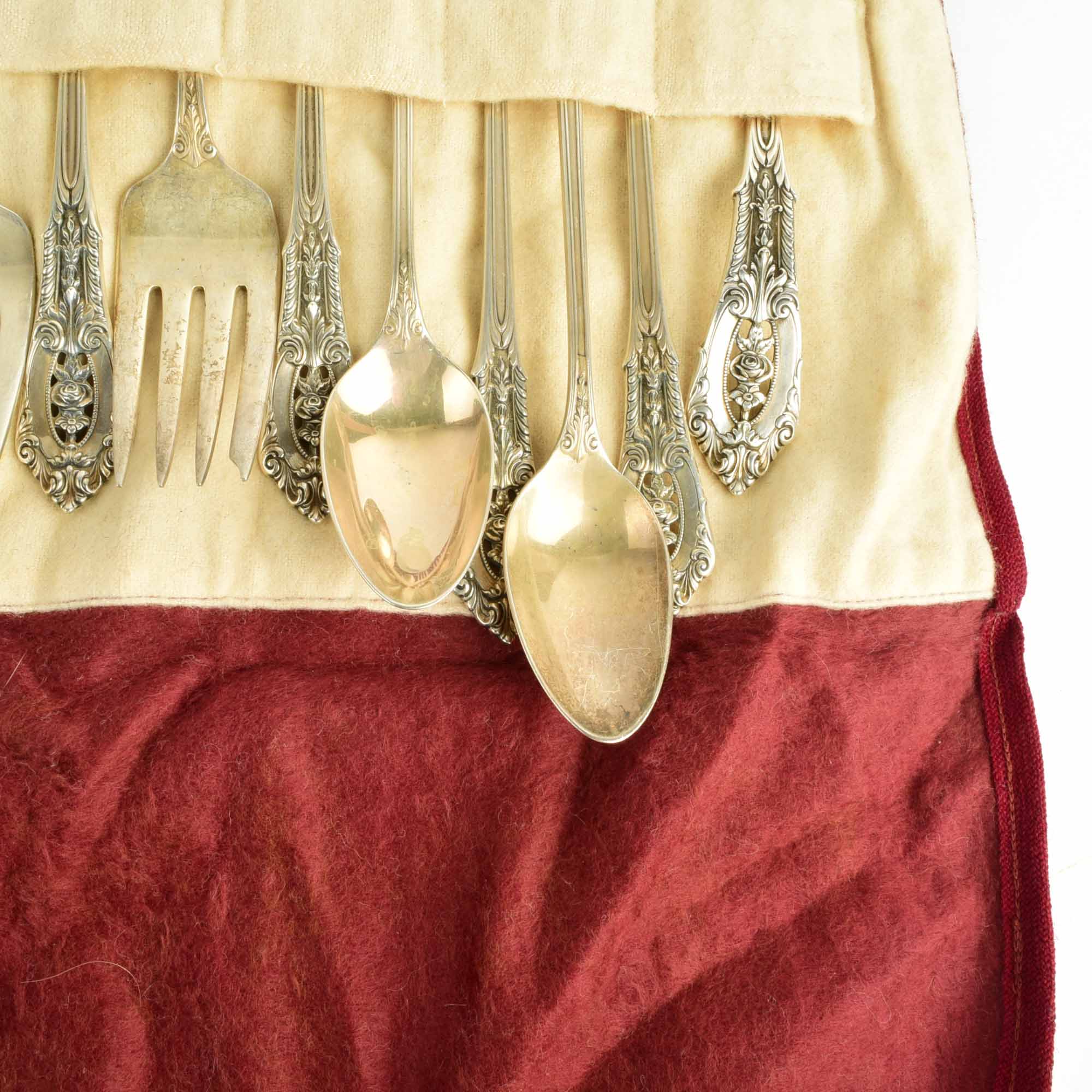 Set of Four Sterling Silver Place Settings in the Rose Point Pattern