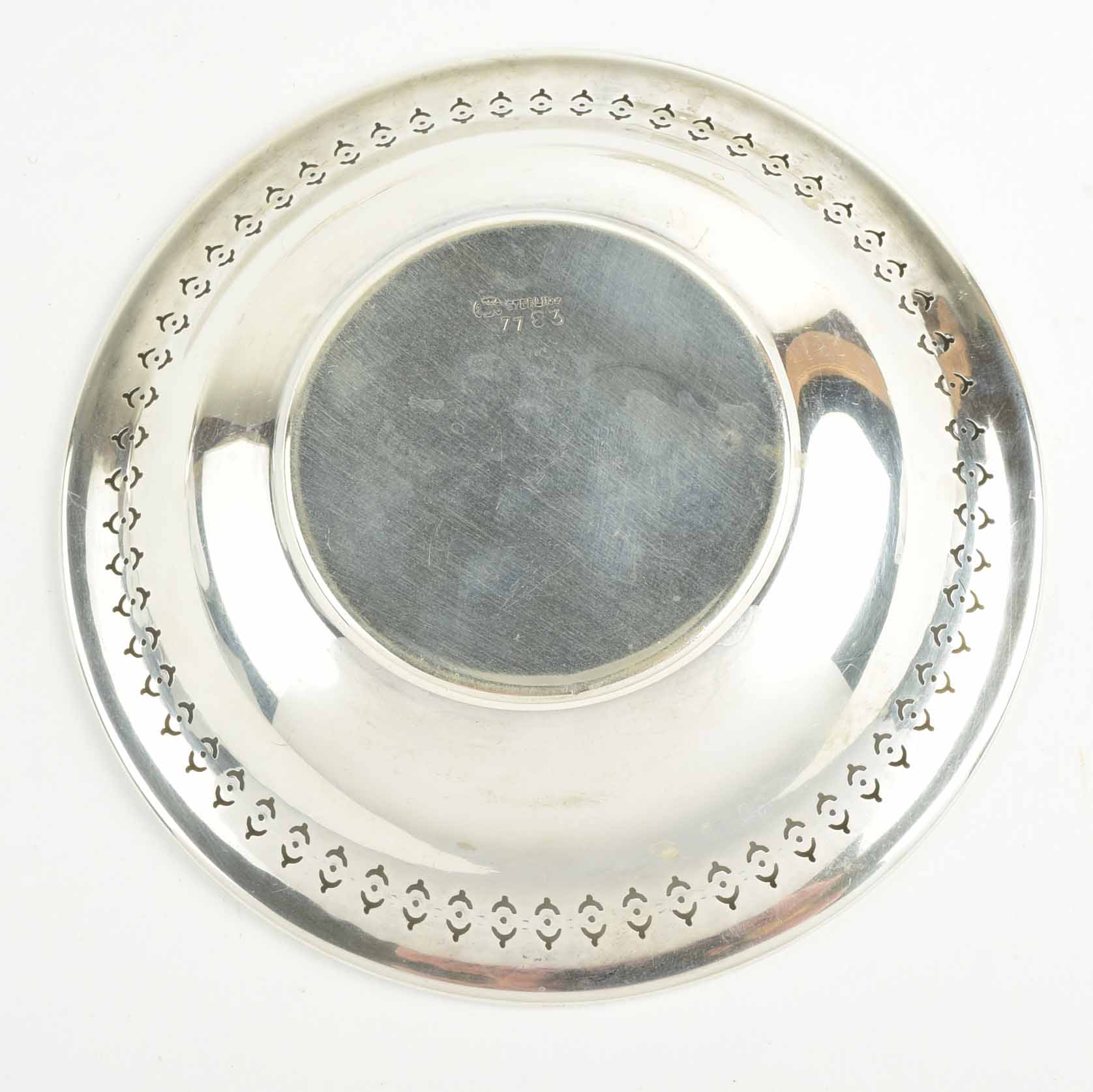 Sterling Silver Bonbon Dish and Six Small Bowls