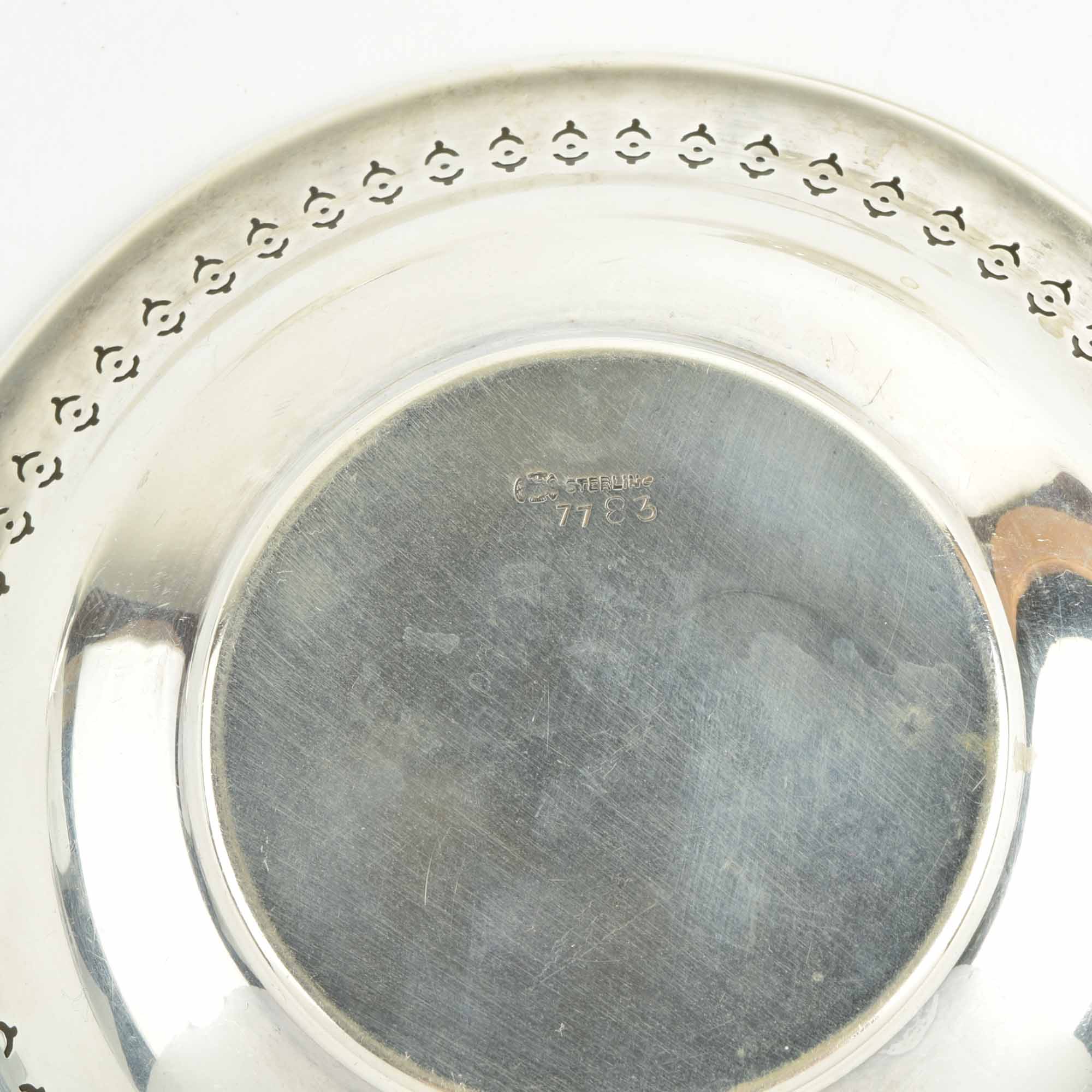 Sterling Silver Bonbon Dish and Six Small Bowls