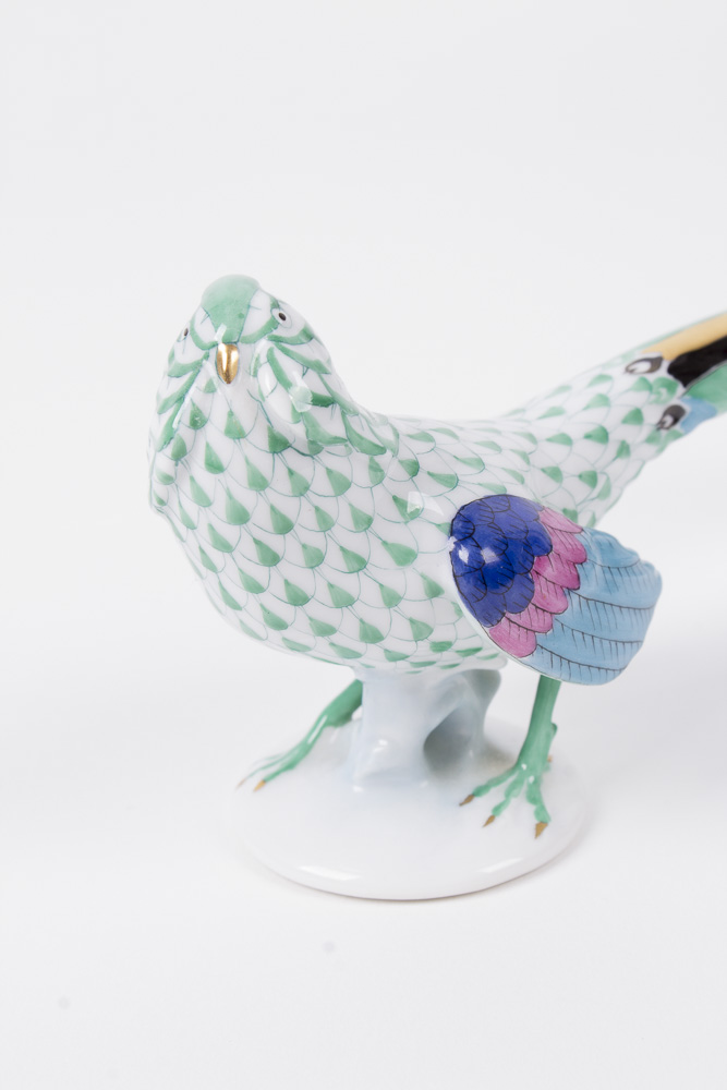Herend Green Fishnet Pheasant Figurine