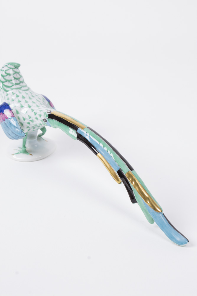 Herend Green Fishnet Pheasant Figurine
