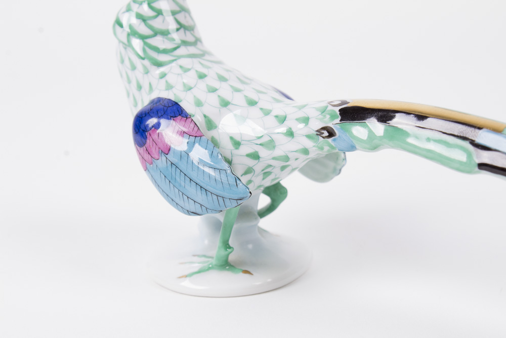 Herend Green Fishnet Pheasant Figurine
