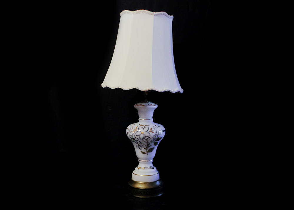 Pair of Painted Satin Glass Lamps