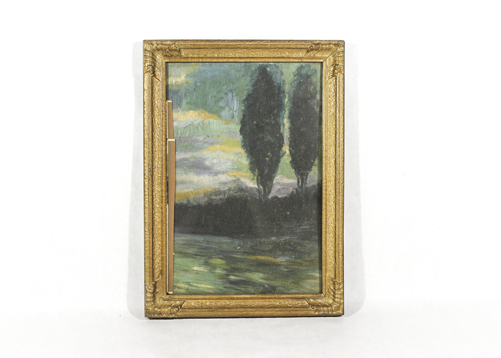 Vintage Landscape Oil Painting and Frame