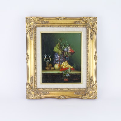 Framed and Signed Oil on Canvas Still Life by Miller Framed and Signed Oil on Canvas Still Life by Miller
