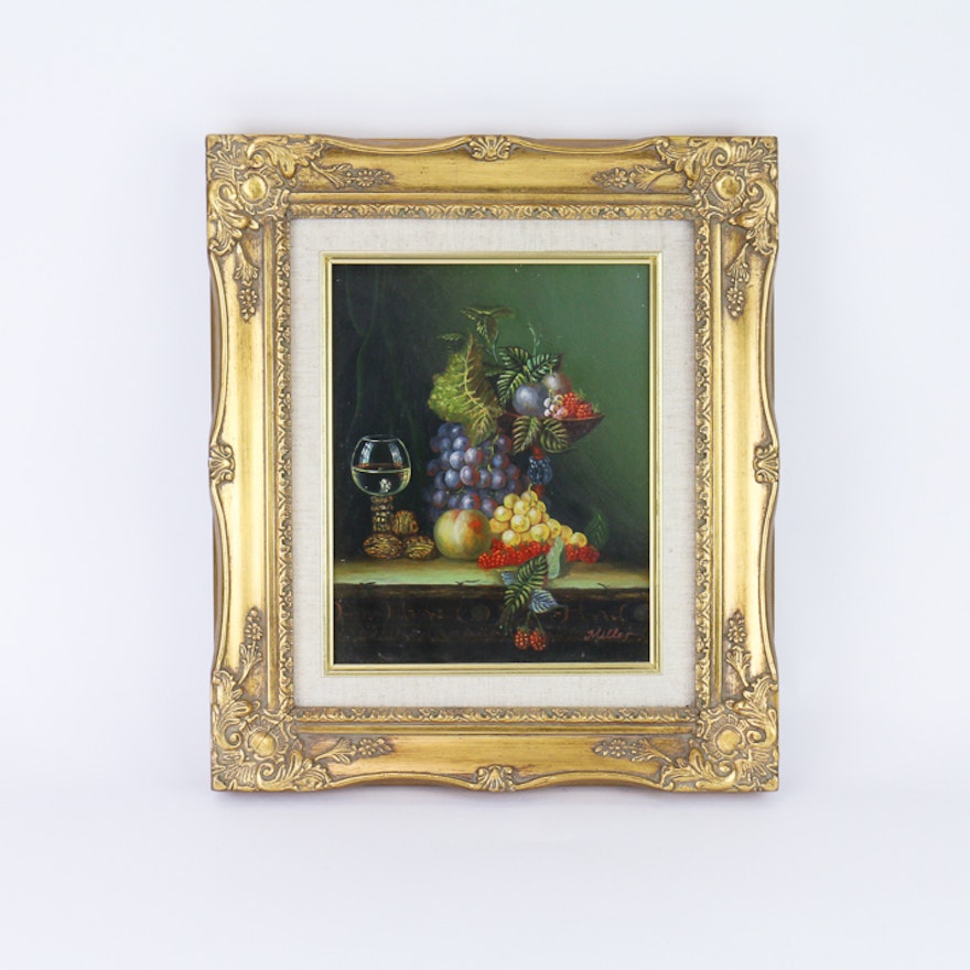 Framed and Signed Oil on Canvas Still Life by Miller