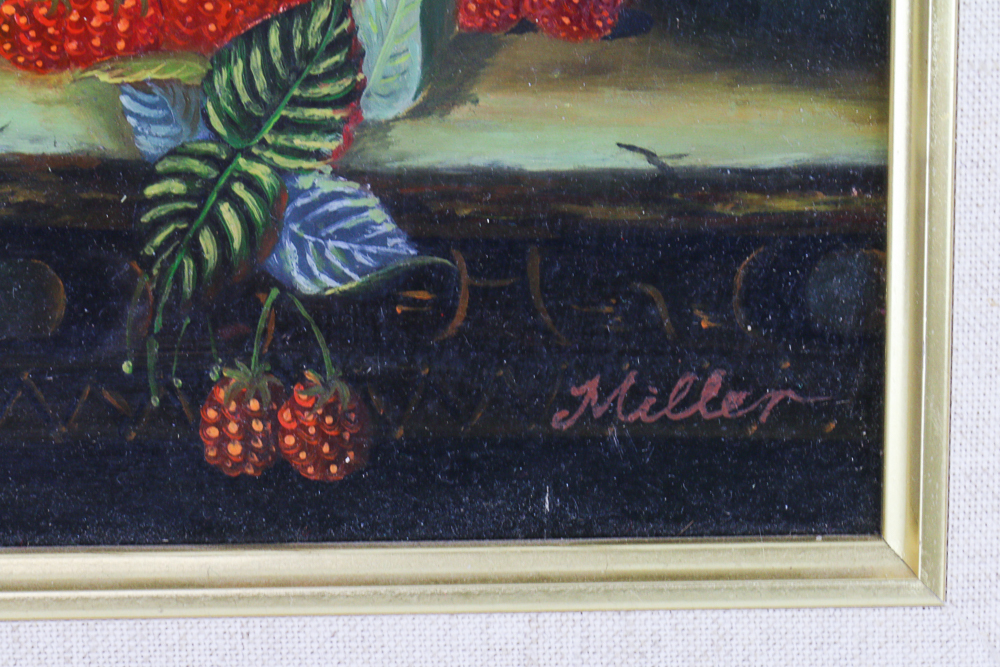 Framed and Signed Oil on Canvas Still Life by Miller