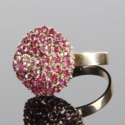 18K Yellow Gold and 2.0CTW Ruby Cluster Ring