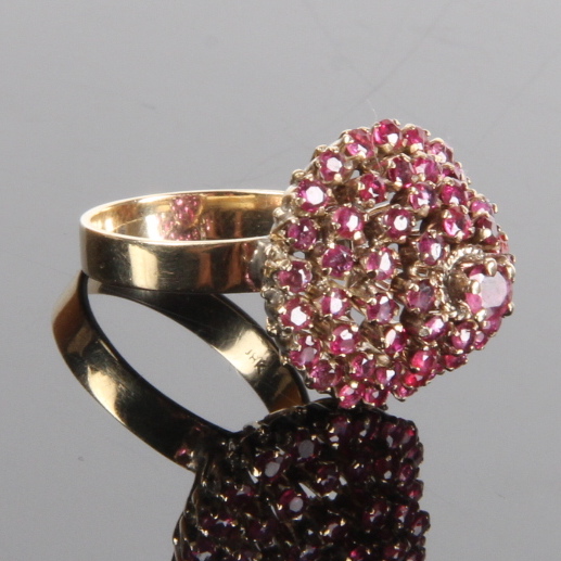 18K Yellow Gold and 2.0CTW Ruby Cluster Ring