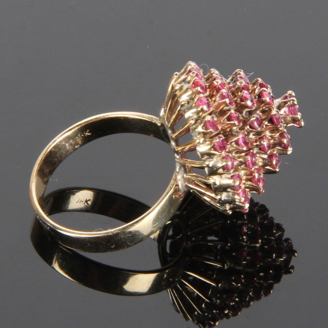 18K Yellow Gold and 2.0CTW Ruby Cluster Ring