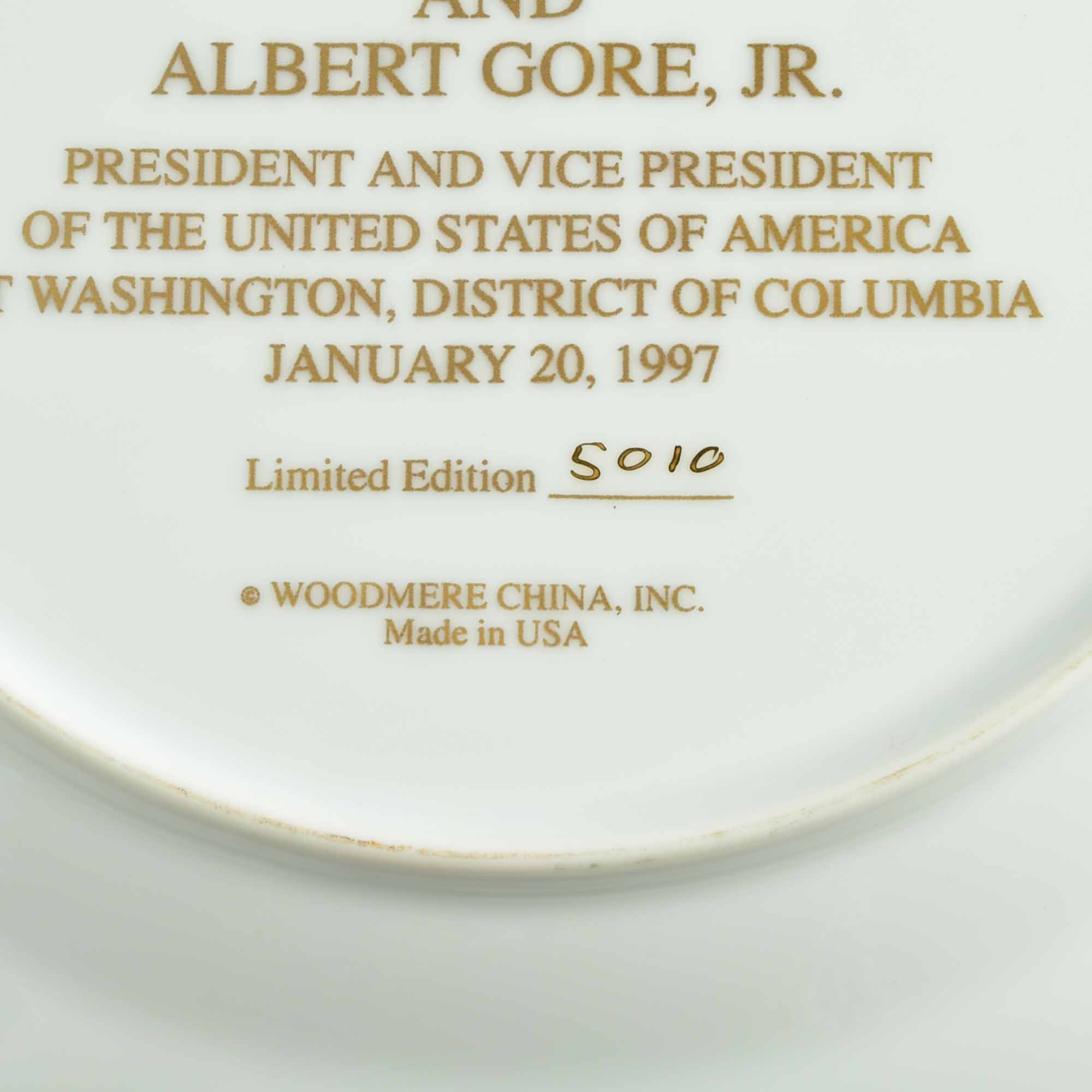 Bill Clinton Presidential Inauguration Commemorative Plate