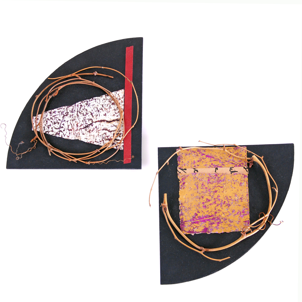 Pair of Janet Wheeler Mixed Media Collages