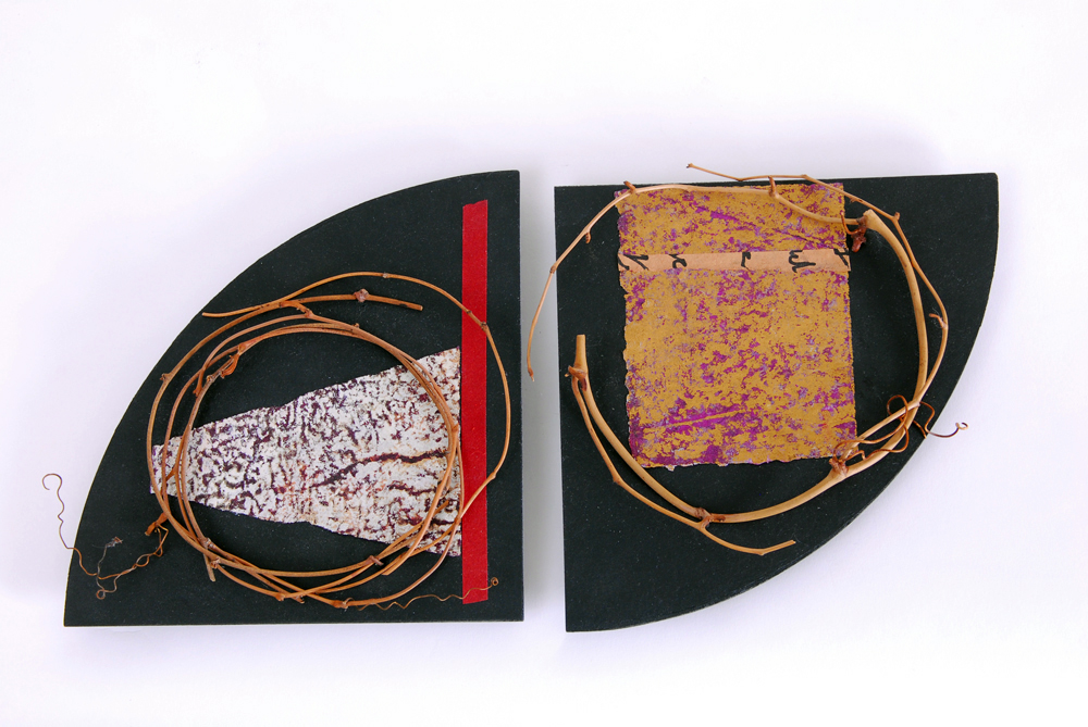 Pair of Janet Wheeler Mixed Media Collages