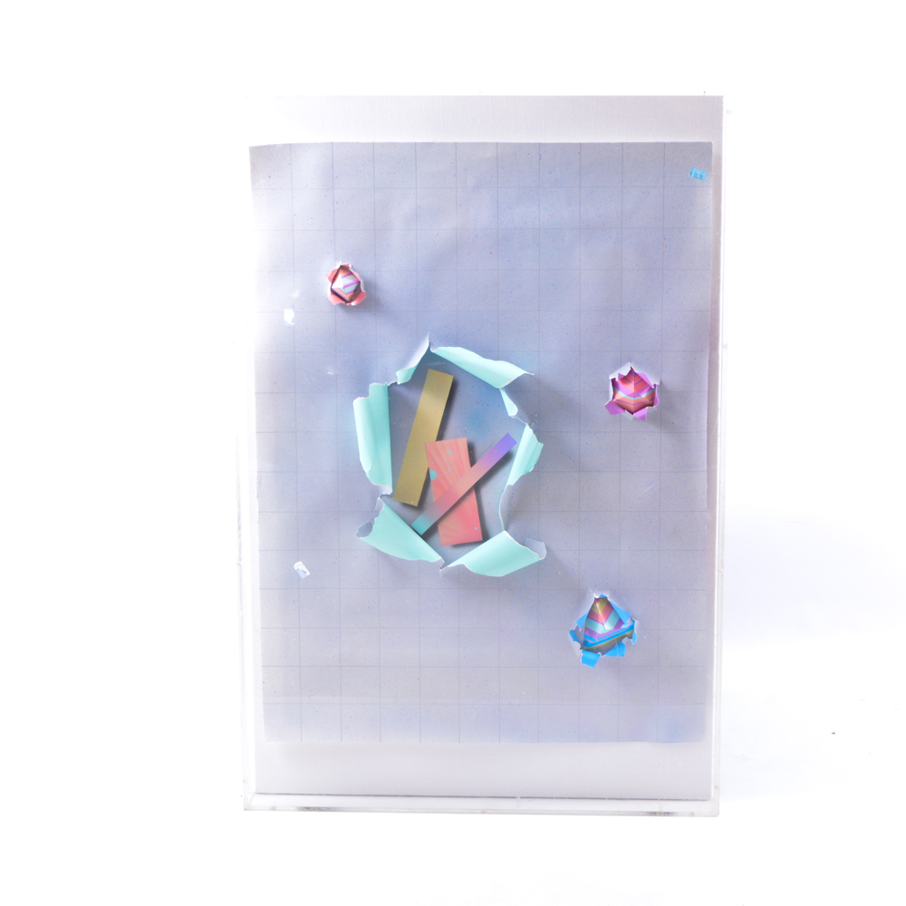 Modern Paper Artwork in Acrylic Case