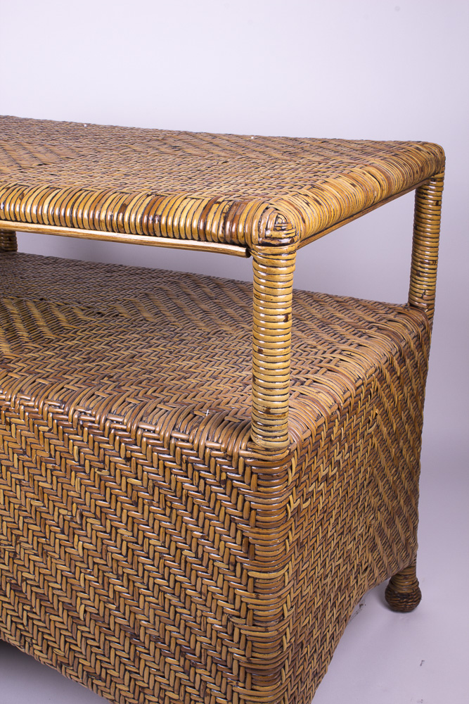 Pair of Pierce Martin Rattan Side Tables
