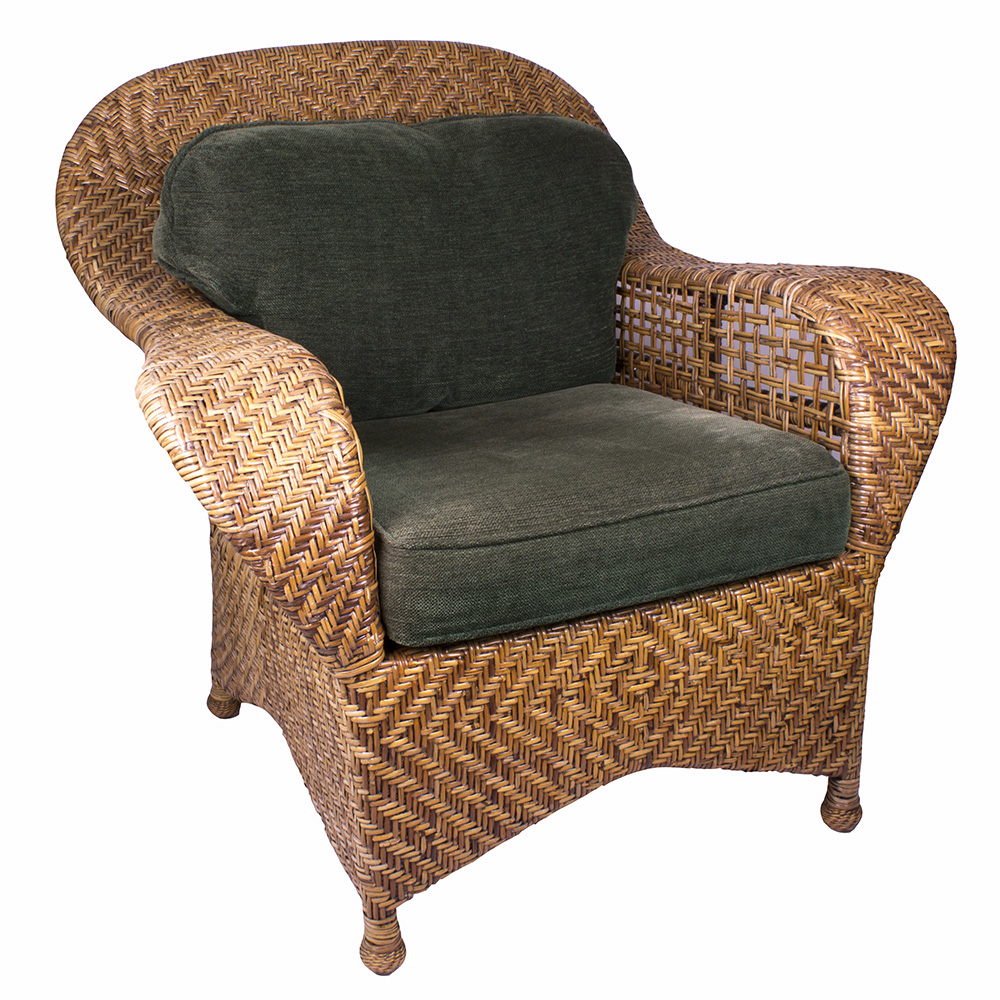Pierce Martin Rattan Chair and Ottoman